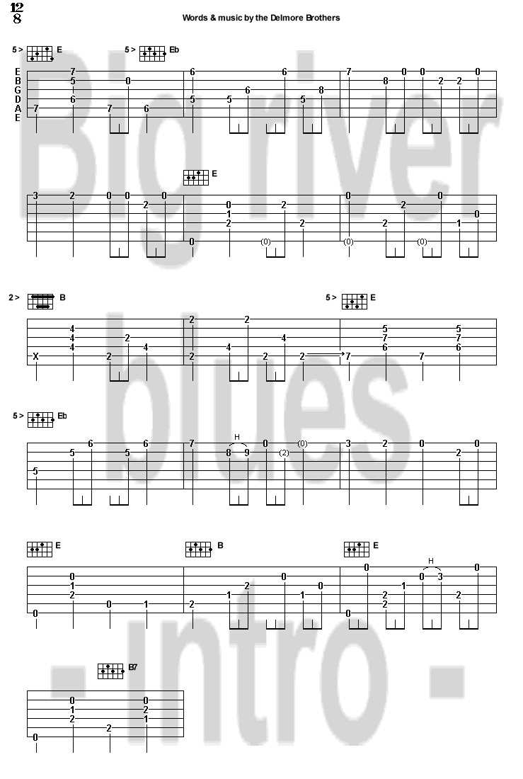 La tab de Big river blues (intro)