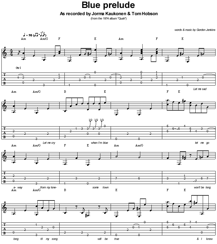 La tab de "Blue Prelude" Part 1