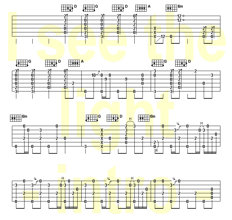 La tab de I see the light (intro)