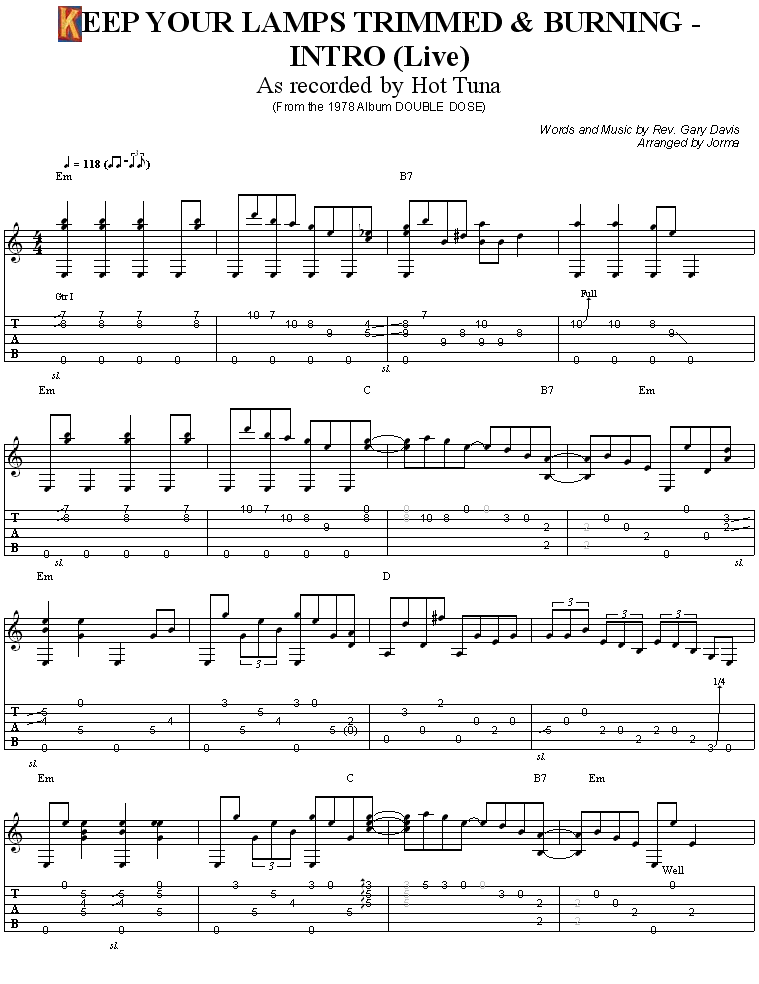la tab de keep your lamps (intro)