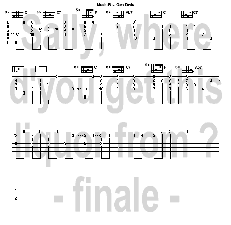 La tab de Sally where d'you get this liquor from (finale)