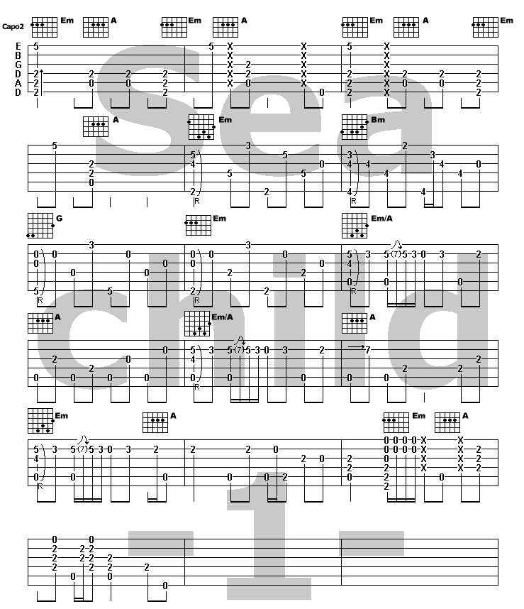 La tab de Sea child (intro)