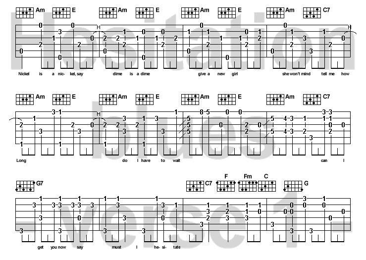 La tab de hesitation blues (verse 1)