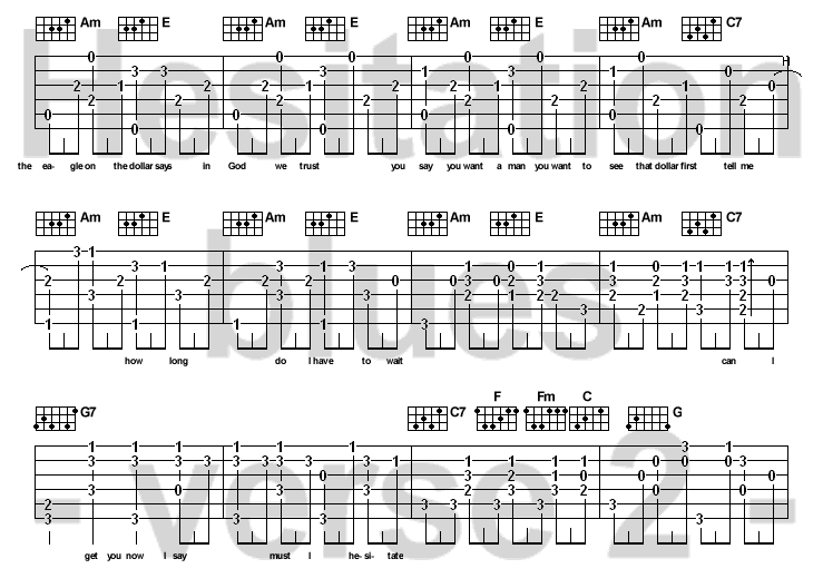 La tab de hesitation blues (verse 2)