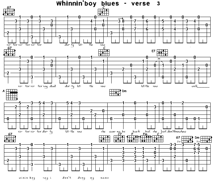 la tab de winnin boy blues (verse 3)
