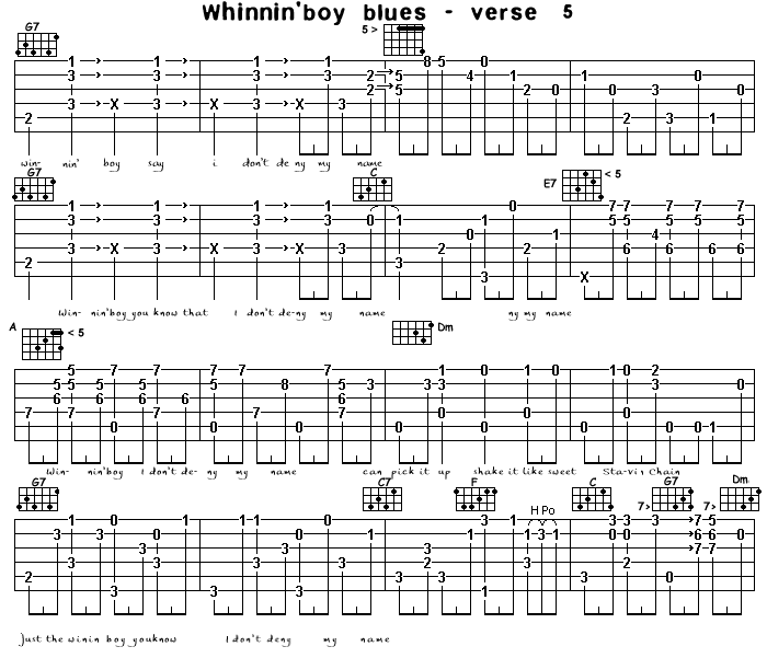 La tab de winnin boy blues (verse 5)